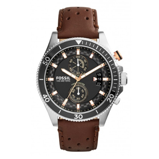 Fossil CH2944 Chronograph Black Dial Brown Leather Strap