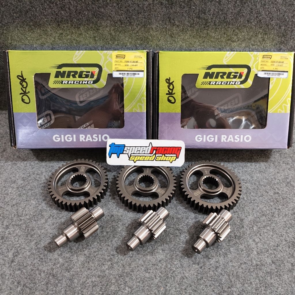 GEAR RASIO NRGI GIGI RASIO UKURAN ( 14 / 40 ) ( 14 / 41 ) ( 14 / 42 ) BUAT YAMAHA MIO / FINO KARBU /