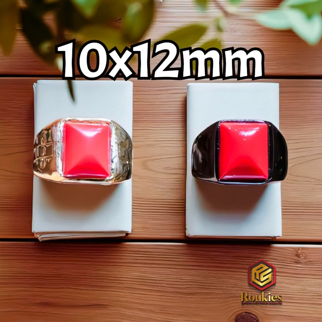 Cincin Batu Marjan Kotak Ukuran 10x12mm
