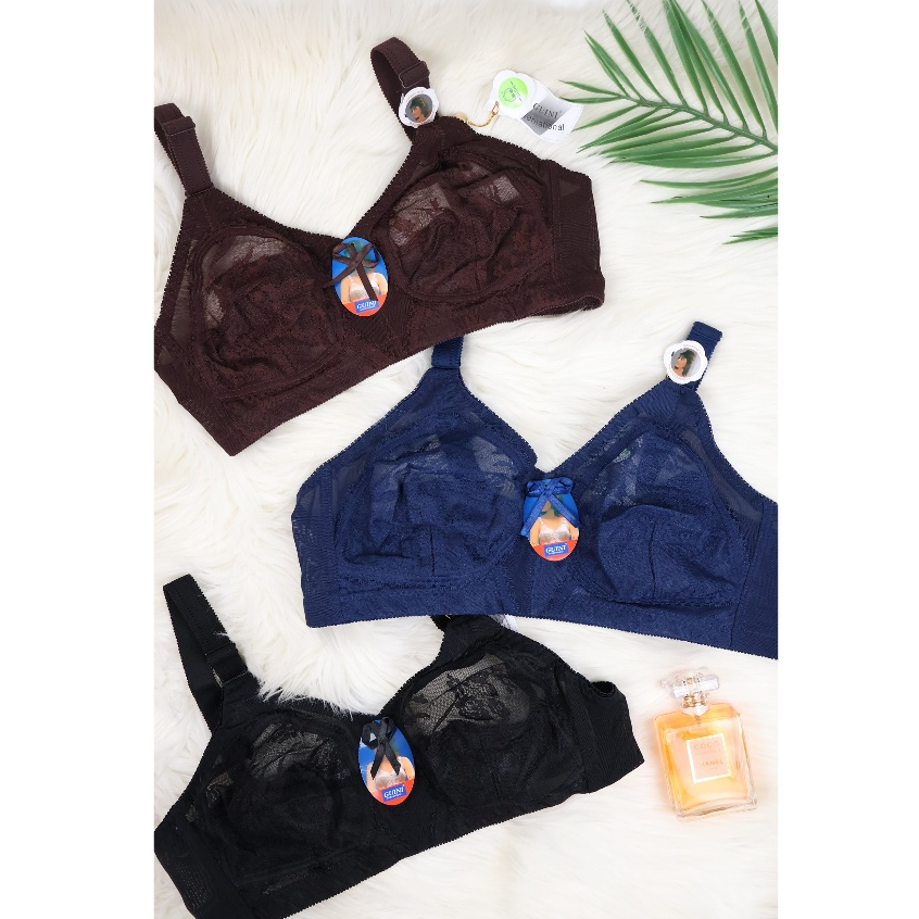 BH Sister Bra Jumbo Guini 408 Cup B Tanpa Kawat Tanpa Busa Queenie Brukat Tanpa Kawat COD Pakaian Da