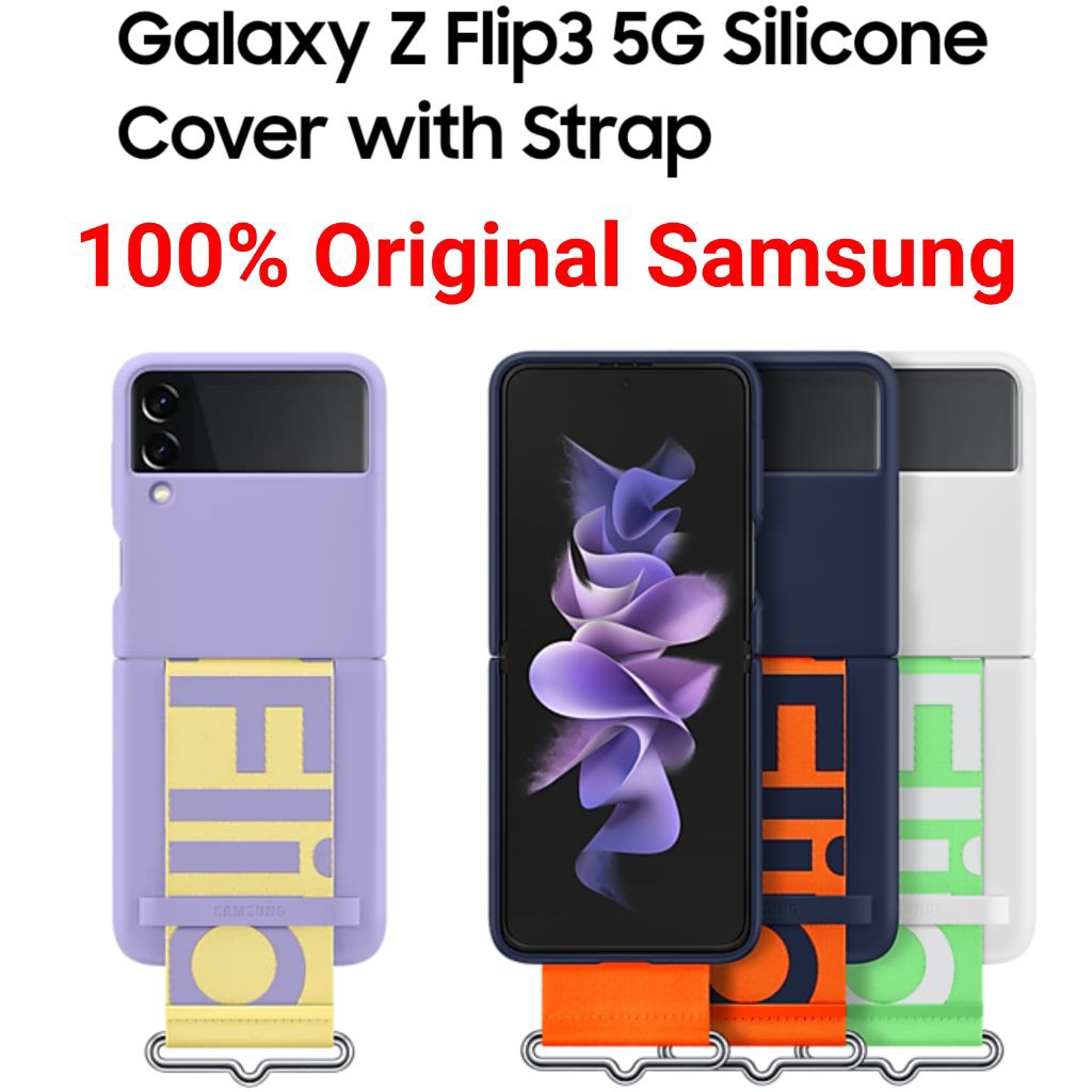 Casing Original Samsung Galaxy Z Flip 3 Silicone Strap Grip Silikon Cover Case Flip3