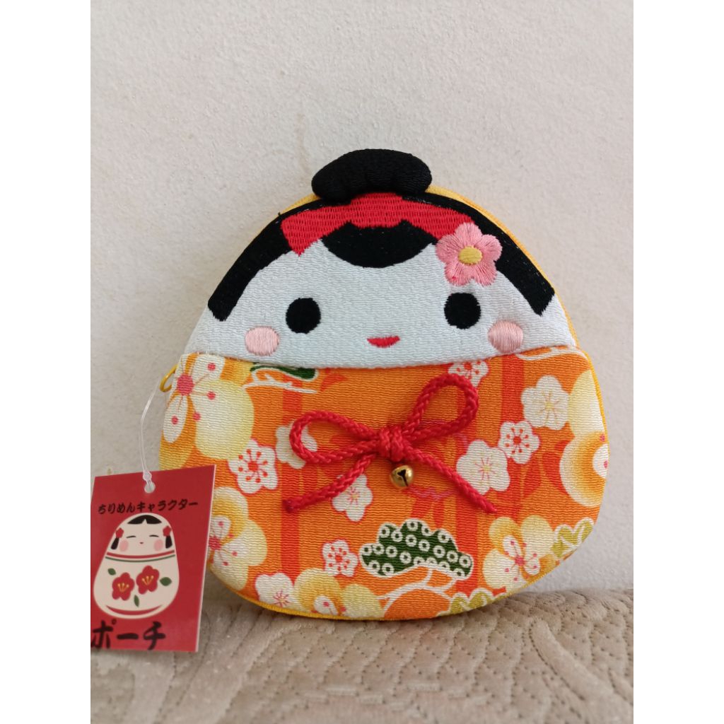 Dompet kain koin wallet asli Jepang motif gadis Kimono