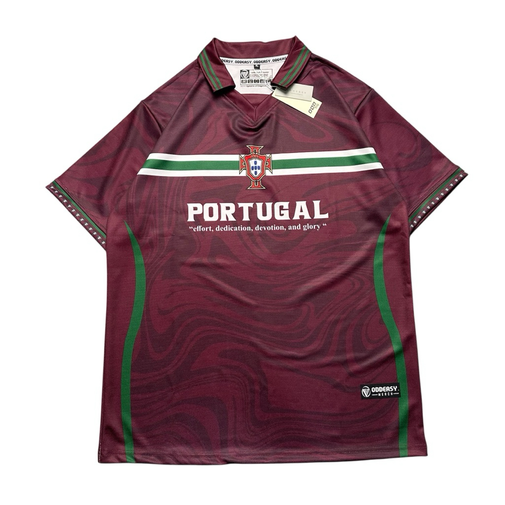 Jersey Bola PORTUGAL Selecao Vintage Full Tag Keren Pria Distro Baju Kerah Kaos Cowok Print Panjang 