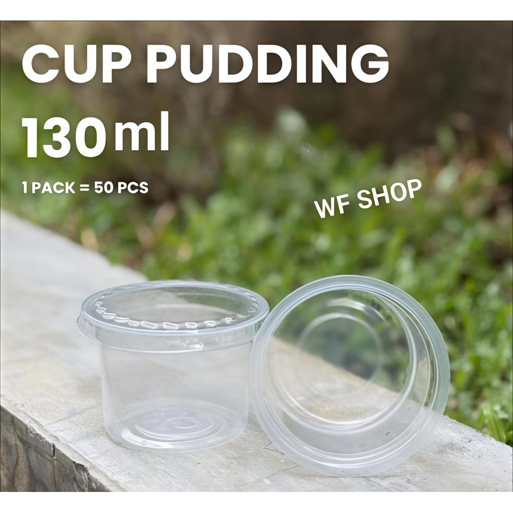 Cup Puding  130 ml + tutup  Tebal Isi 50 Set Cup Puding Agar Jelly Murah Berkualitas