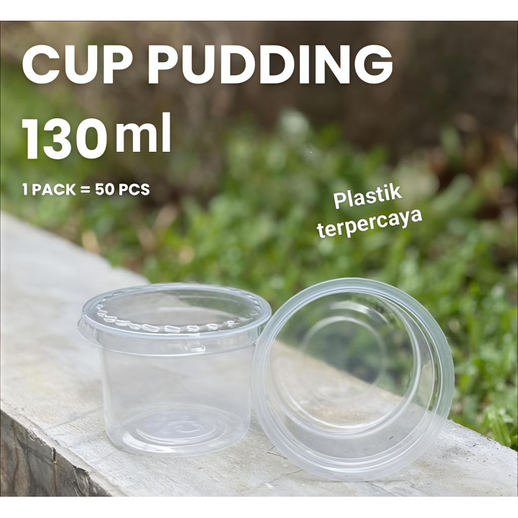 Cup Puding 130 ml + tutup Tebal Isi 50 Set Cup Puding Agar Jelly Murah Berkualitas