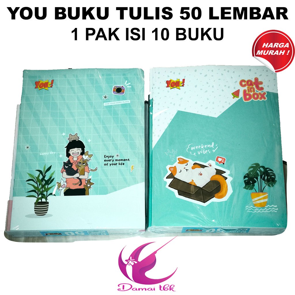 

(1 Pak Isi 10 Buku) Buku Tulis Murah 50 Lembar YOU by Kiky
