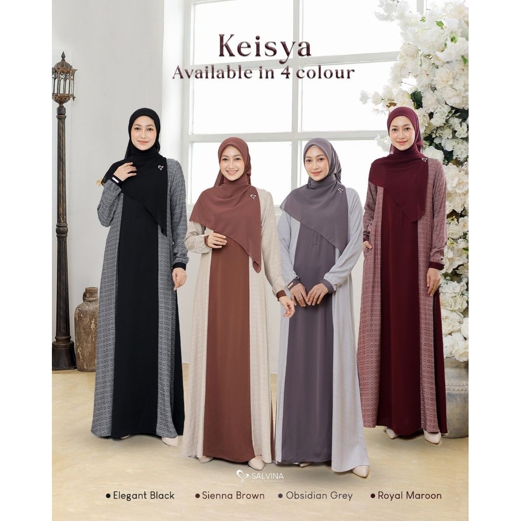 KEISYA DRESS BAHAN MOTIF JAGUARD DENGAN DESAIN MEWAH BY SALVINA HIJAB