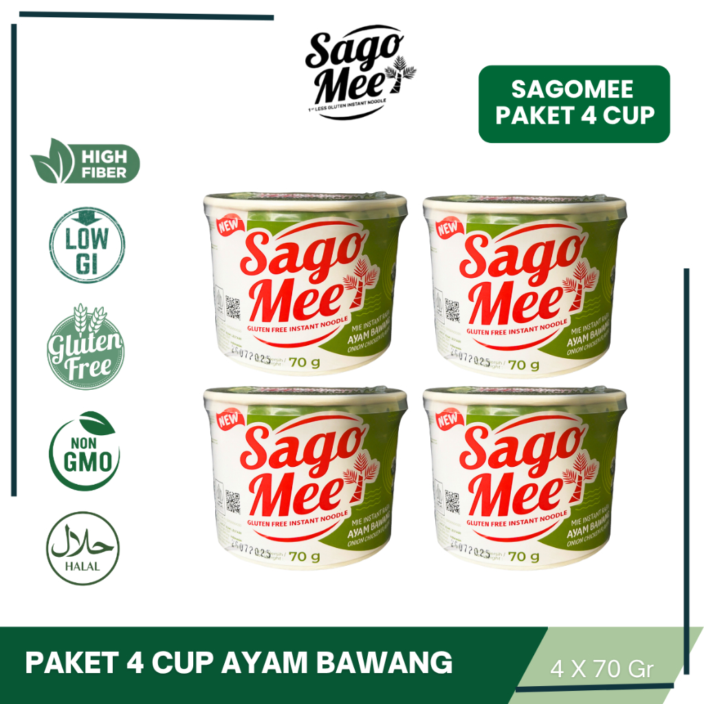 

SAGO MEE PAKET AYAM BAWANG 4 CUP SAGOMEE MIE INSTAN ENAK SEHAT GLUTEN FREE