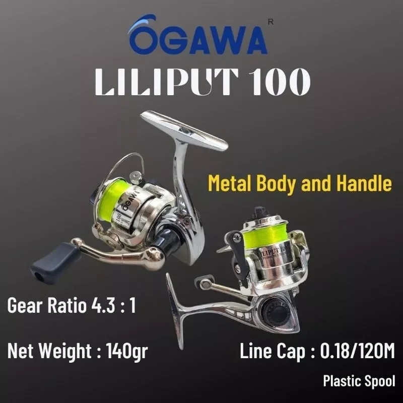Reel Pancing Ogawa Liliput 100 Mini Metal Body untuk tegek dan joran pena