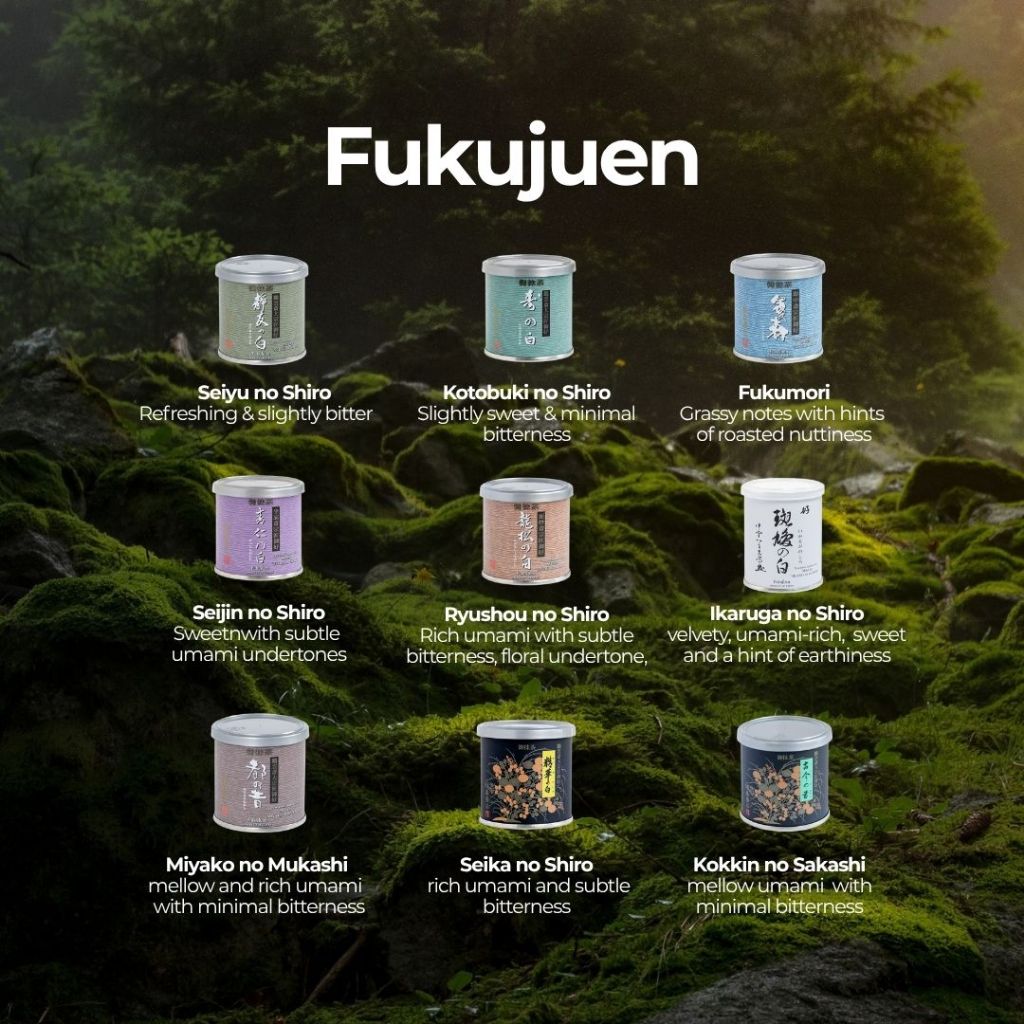 

[CLOSE PO] Fukujuen Matcha Powder – Seiyu, Kotobuki, Fukumori, Seijin, Ryshou, Ikaruga, Miyako, Seika no Shiro & Kokkin no Sakashi