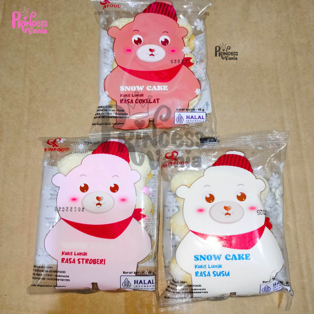

SNOW CAKE KUKIS LUNAK SATUAN KEXIN FOOD 40GR KUE COOKIES RASA COKELAT STROBERI SUSU