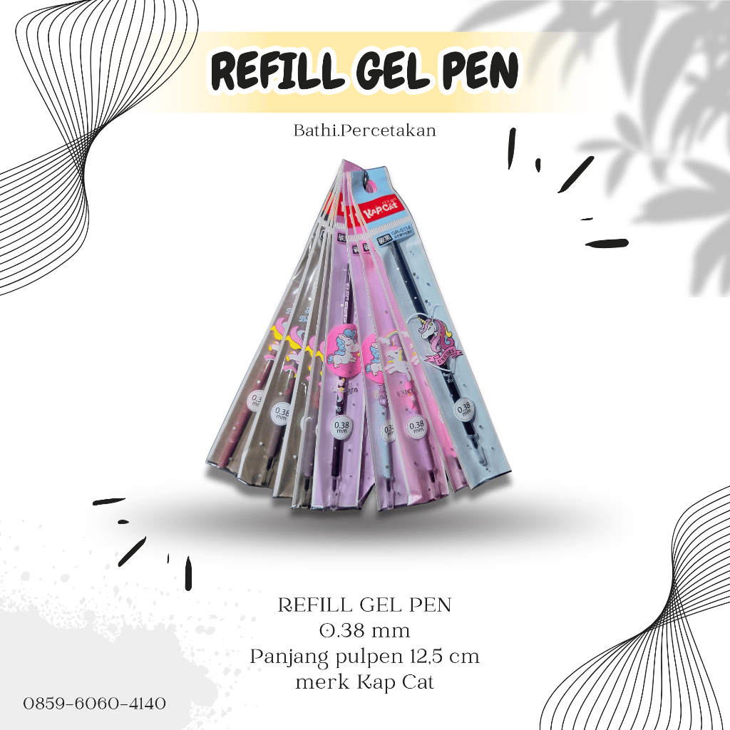 

(PCS) REFILL GEL PEN - REFILL TINTA PULPEN 0.38 MM