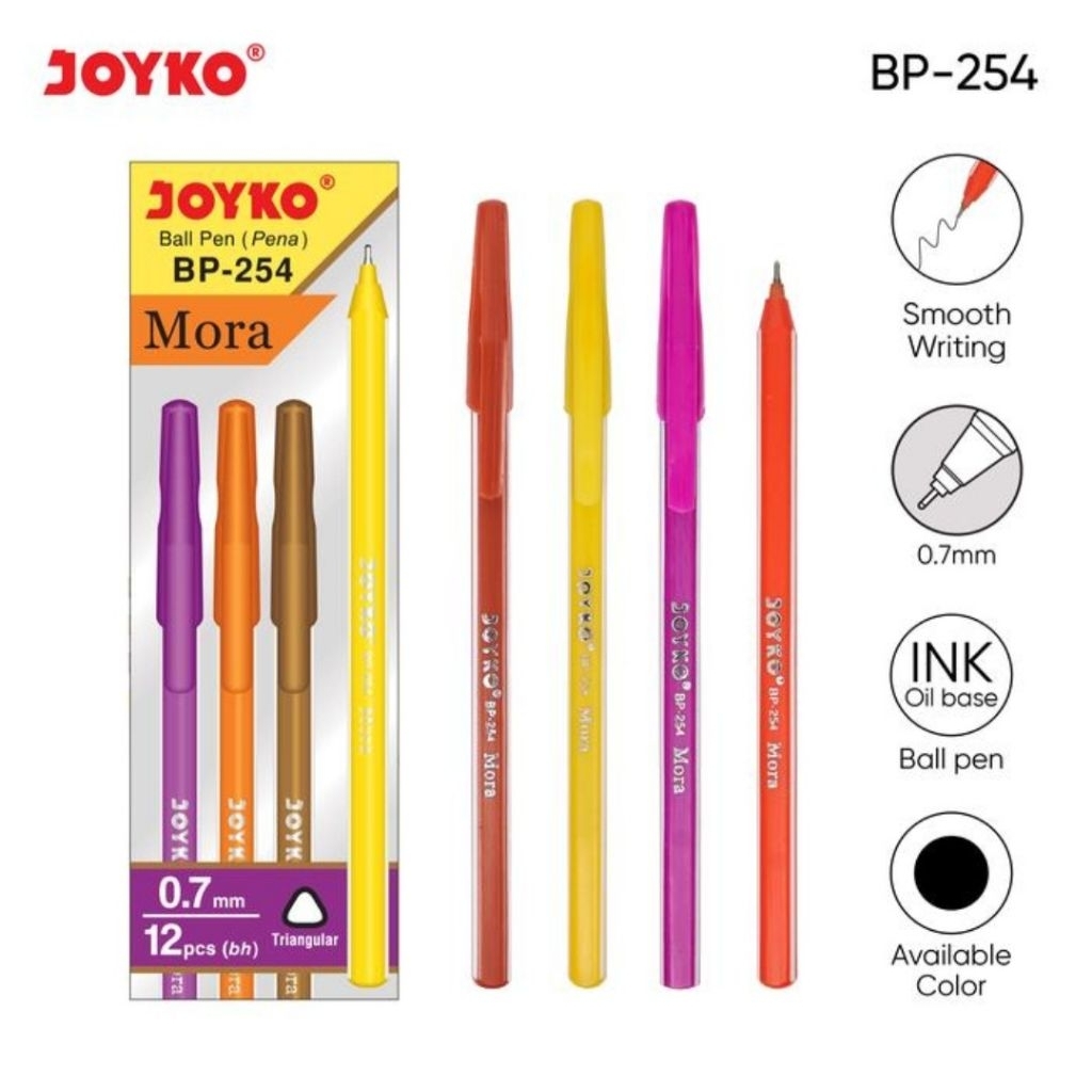 

Ball Pen Pulpen Pena Joyko BP-254 Mora 0.7mm 1Box Isi 12Pcs