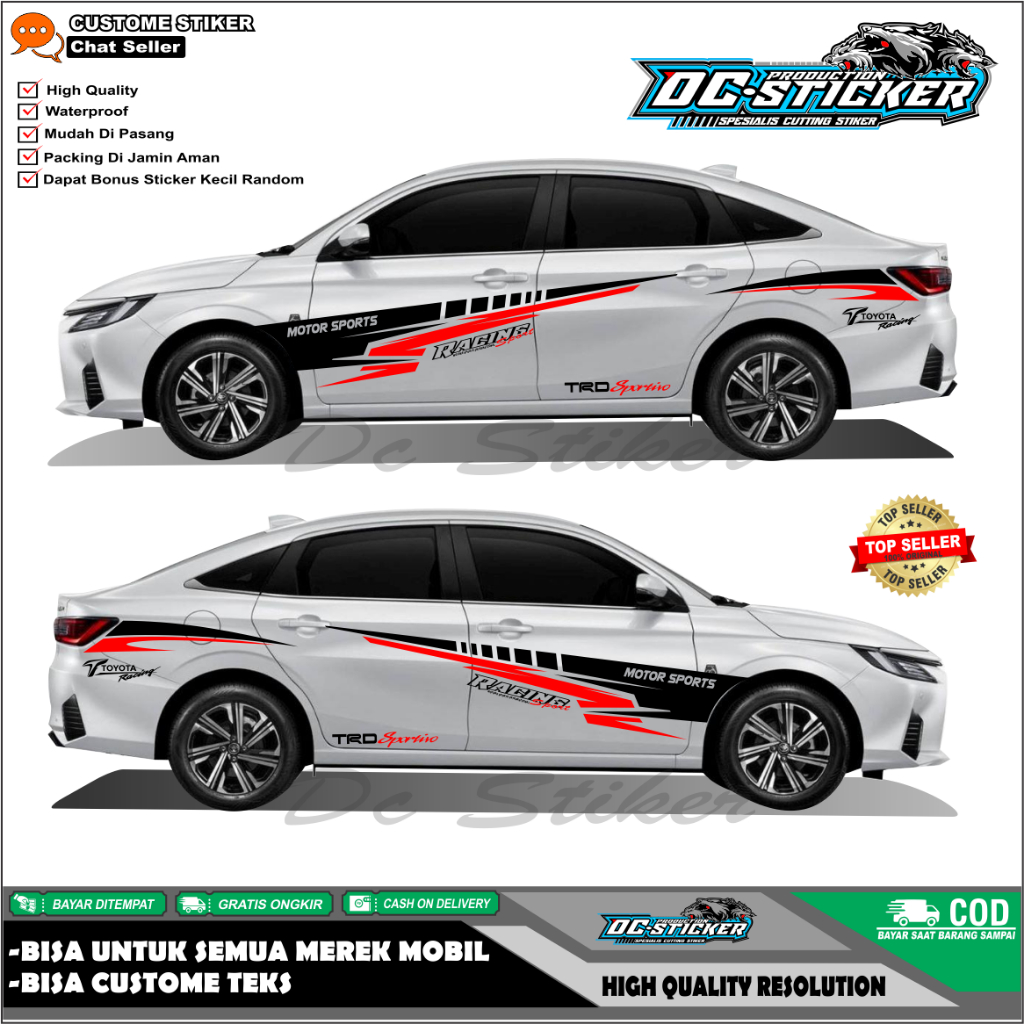 Terlaris Sticker Mobil Sedan All New Vios Camry Corolla Accord Stiker Vios 1.5 G Stiker Motor Sports