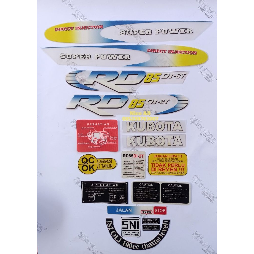 Stiker kubota 2t rd 85 transparan