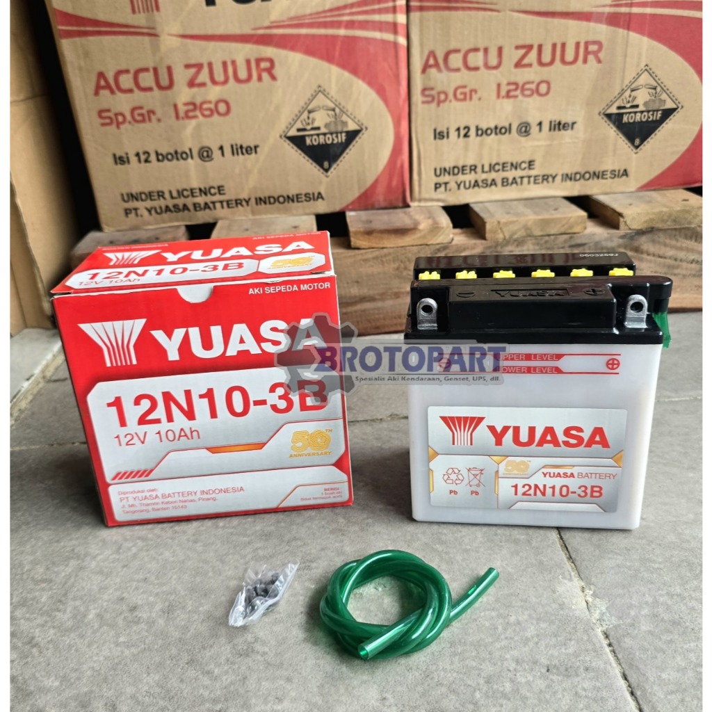 AKI MOTOR YUASA 12N10-3B AKI BASAH 12 VOLT 10AH ORIGINAL YUASA