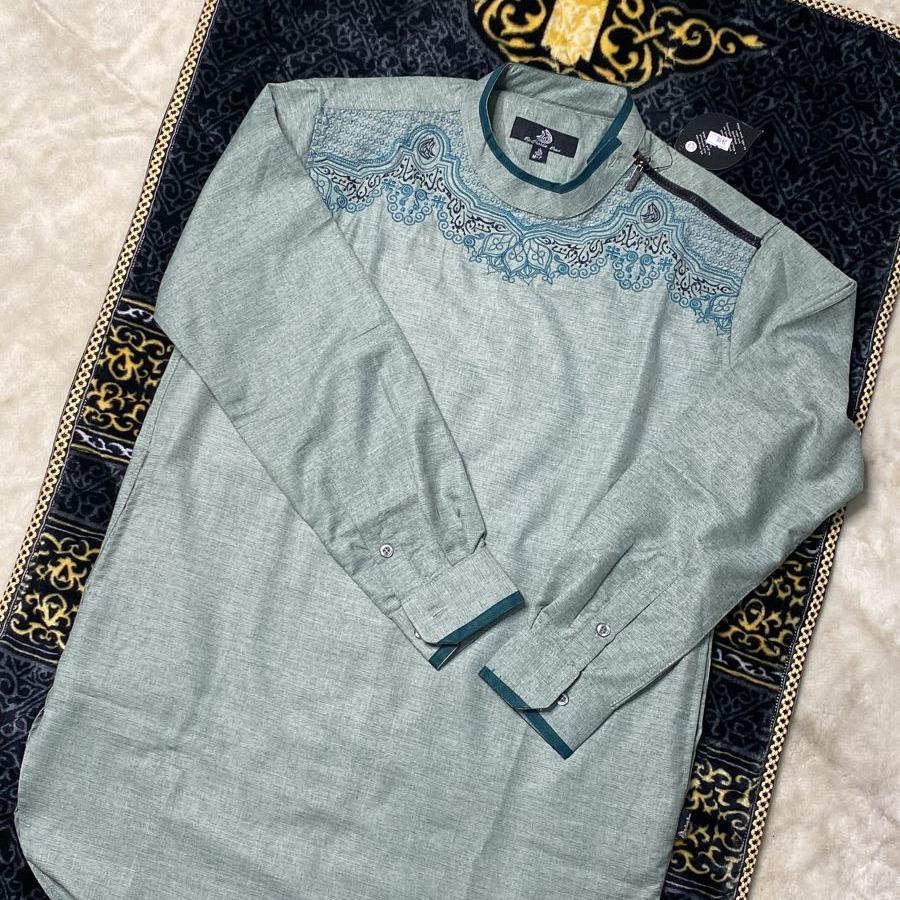 Kurta Al Abrar (2418 GREEN SAGE) Lengan Panjang Special Baju Muslim Pria Dewasa SAGE
