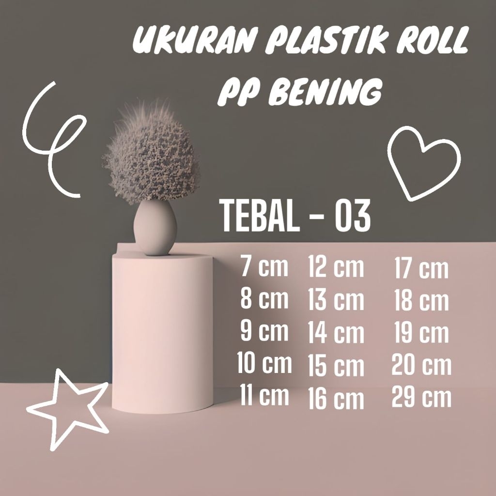 Plastik PP Roll Tebal 0.3 / PP Roll Bebing Lebar 7 8 9 10 11 12 13 14 15 16 17 18 19 20 29cm / Plast