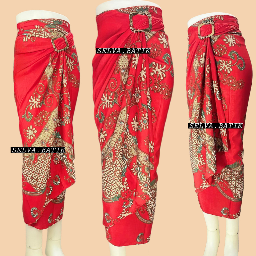 Rok Lilit Batik Motif Terbaru Spesial Warna Merah / Bawahan Kebaya Modern Graduation Hijab Friendly 
