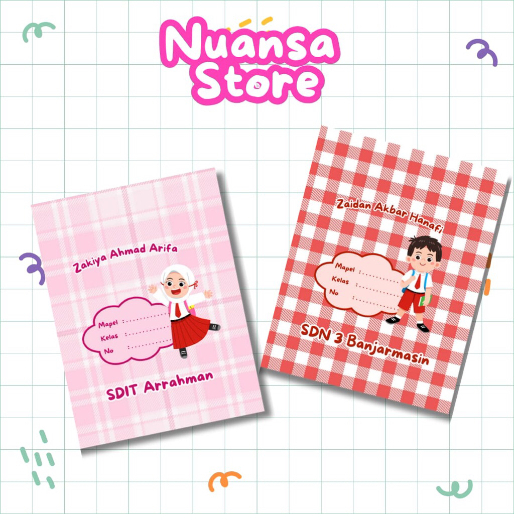 

Sampul buku sekolah custom nama