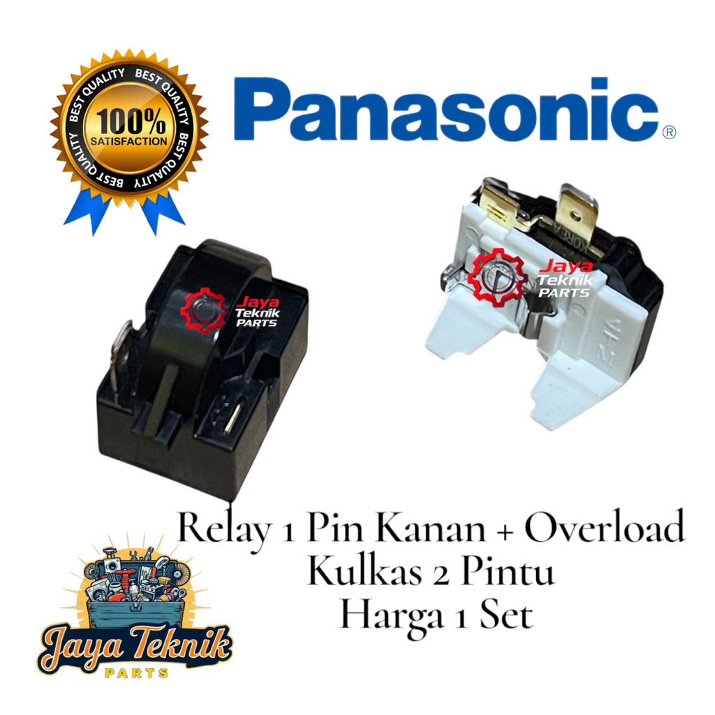Set Relay 1 Pin Kanan + Ptc Overload Kulkas Panasonic 2 Pintu / Relay Kulkas Panasonic