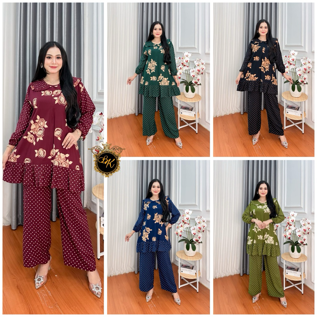 Terbaru One Set Tunik Kombinasi Ld 120& Ld 130 | Setelan Ld 130 Setelan Renda Sultan Jumbo Ld 120 | 