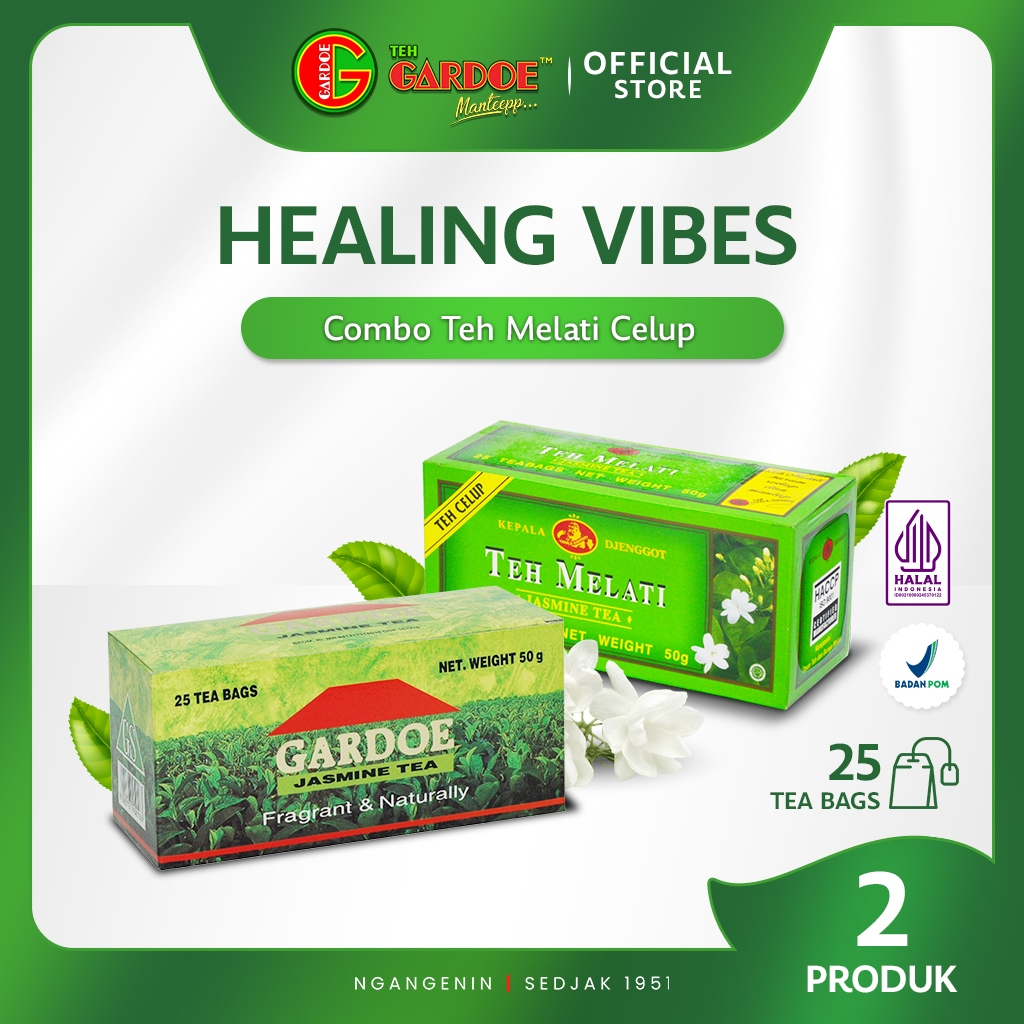 

(PROMO BUNDLING) - Kepala Djenggot Teh Melati Celup 25's 50 gr & Gardoe Jasmine Melati Celup 25's 50 gr - HEALING VIBES