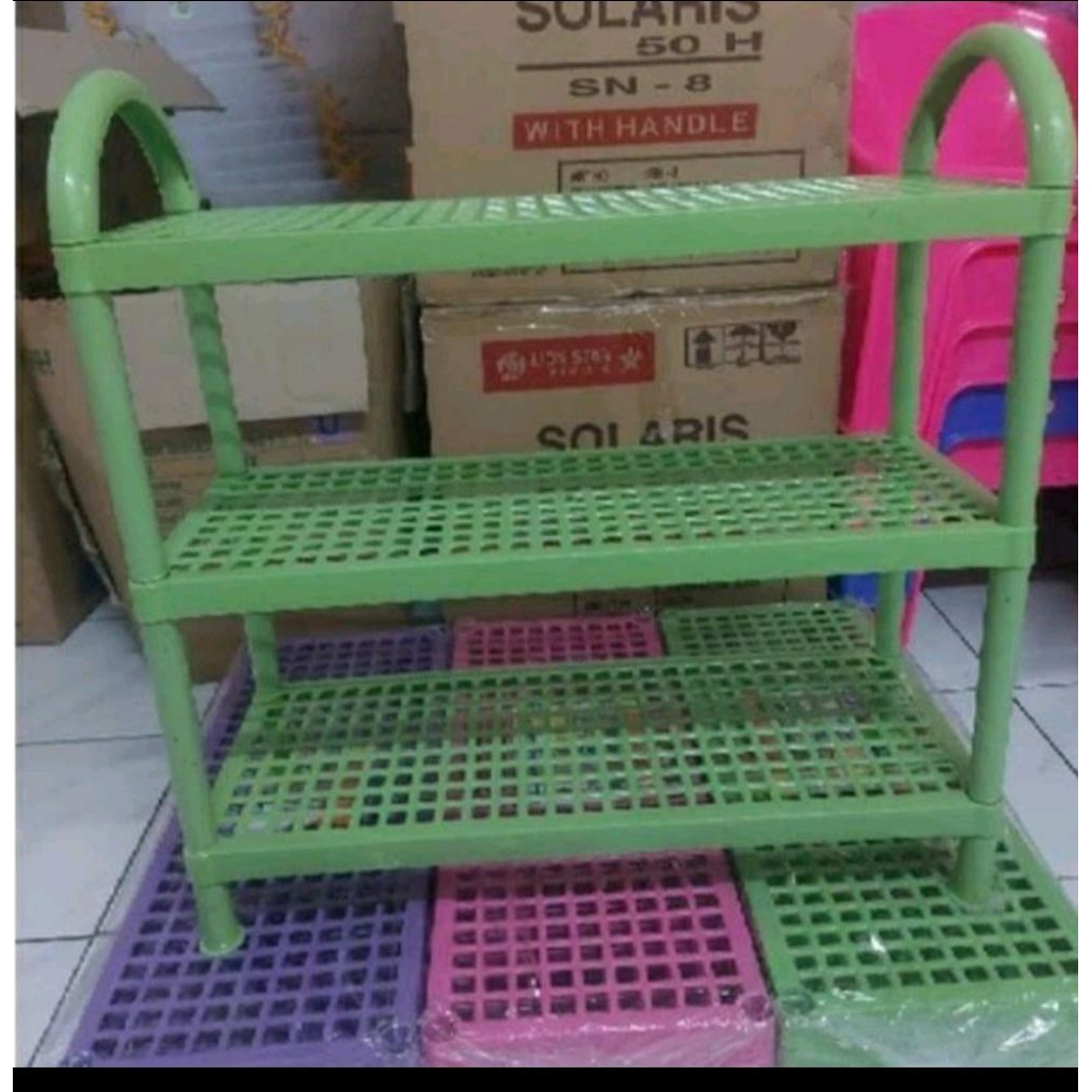 Rak Plastik Tingkat Sepatu Sendal Susun 3