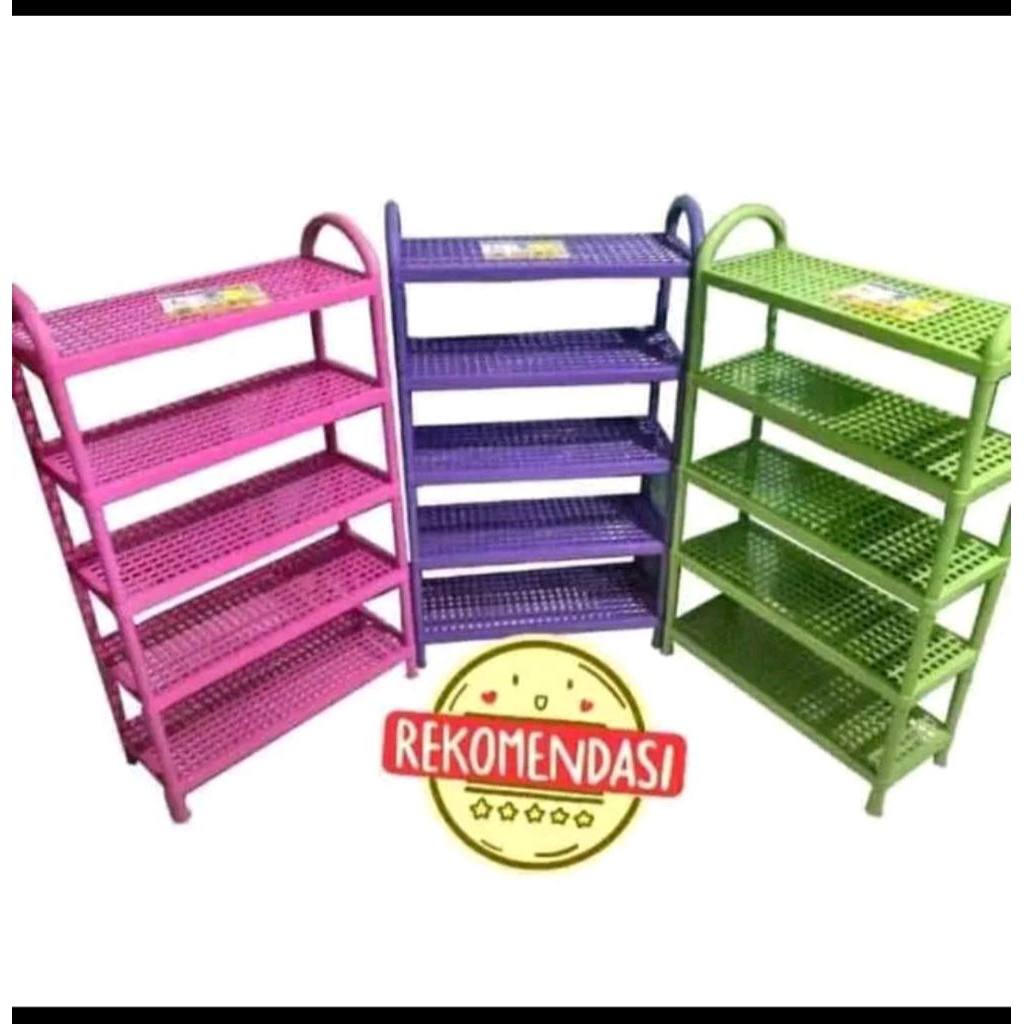 Rak Plastik Tingkat Sepatu Sendal Susun 5