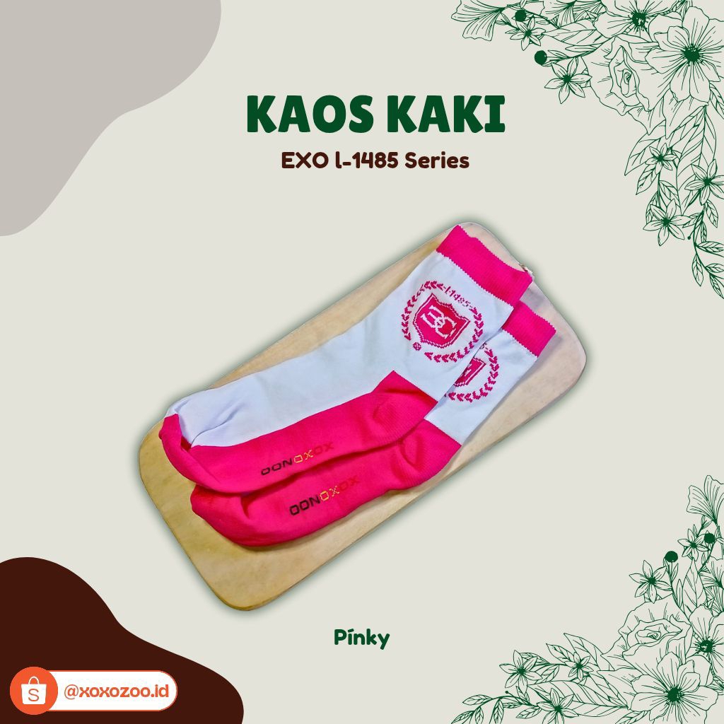 [READY STOCK] Kaos Kaki EXO L-1485 Series Warna Pink-White by XOXOZOO studio™