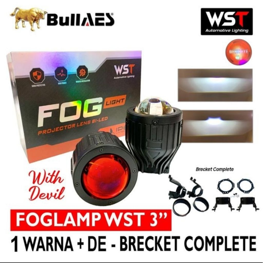 Foglamp Biled AES WST 3Inch 1 Warna Devil Merah IP67