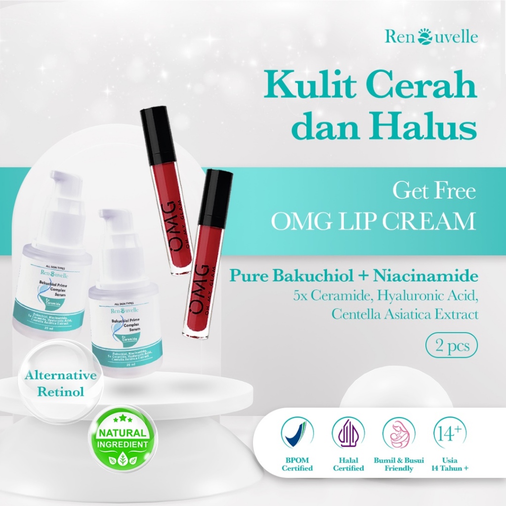 Renouvelle | Bakuchiol Skincare Serum (2pcs) - FREE OMG Lip Cream | Skin Barrier & Anti-Acne / Pelin