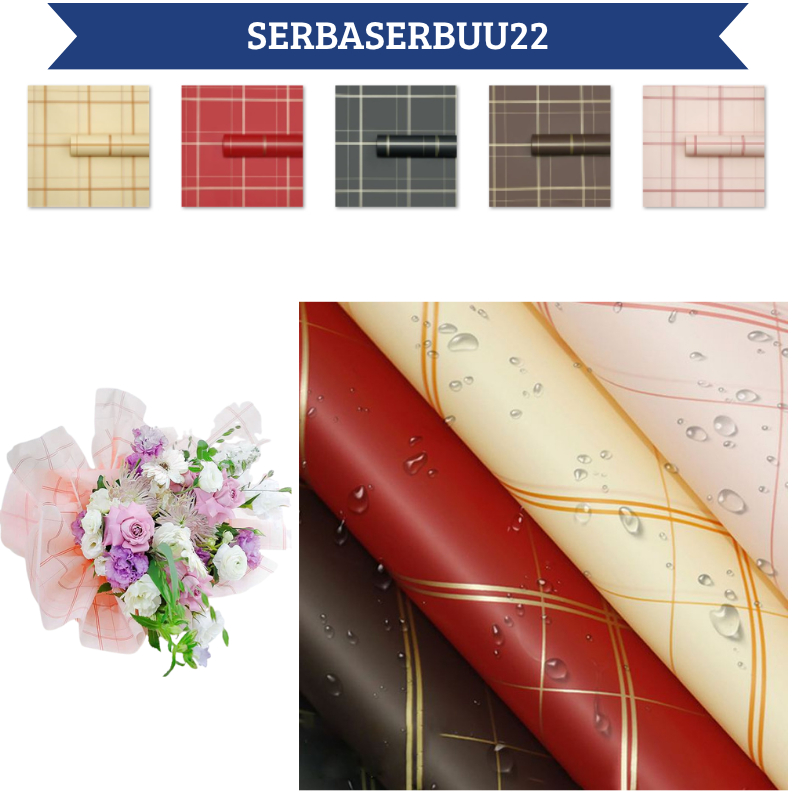 

Isi 20 LEMBAR Kertas Buket Bunga Motif Garis Flower Wrapping Cellophane Paper KB094 SS22