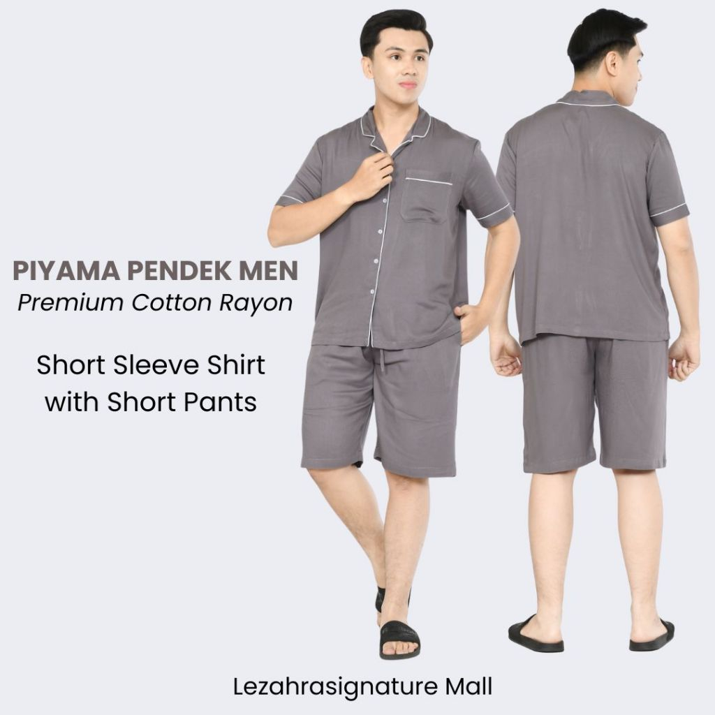Piyama Celana Pendek Rayon Pria Adem LZS Jumbo Pajamas Baju Tidur Lembut Dewasa
