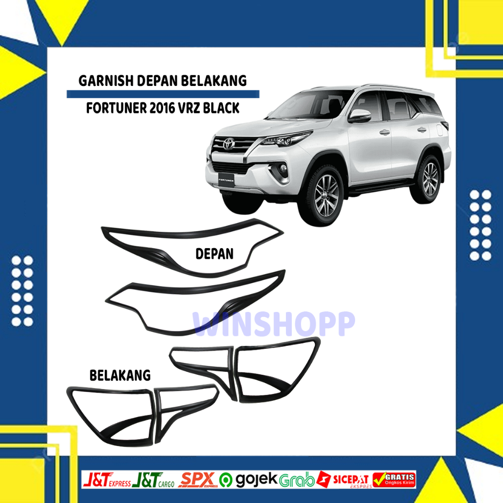 GARNISH LAMPU FORTUNER 2016 VRZ/FORTUNER 2021 HITAM CARBON DEPAN BELAKANG