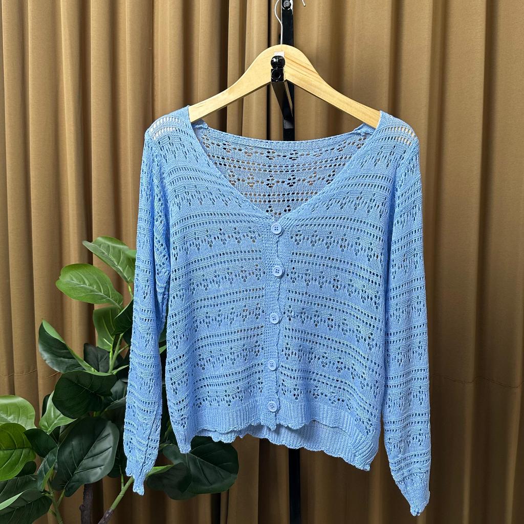 22. Cardigan Rajut Jaring-Jaring Premium