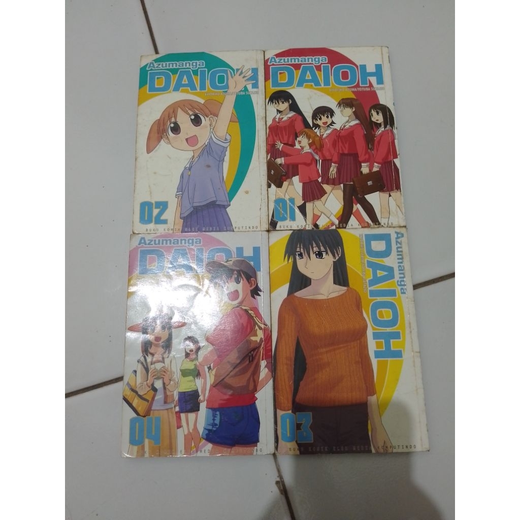 Komik Manga Azumanga Daioh - Kiyohiko Azuma / Yotuba Sutazio Fullset 1-4, 2nd Bekas ORIGINAL ORI Ele