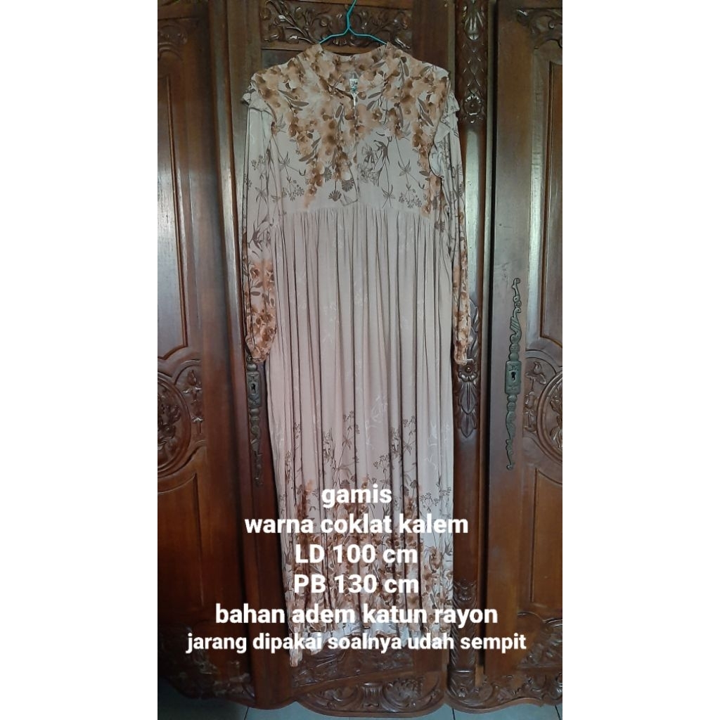 gamis preloved busui ada resleting katun rayon ld 100 pb 130 cm dress wanita adem