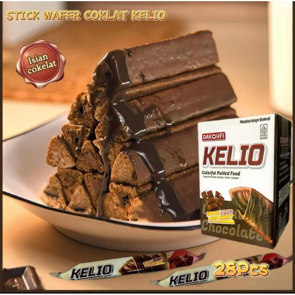 

KELIO WAFER STICK / Wafer stick kelio coklat / kelio stick kelio/ batang cokelat dengan sudut coklat, cemilan rasa coklat asli