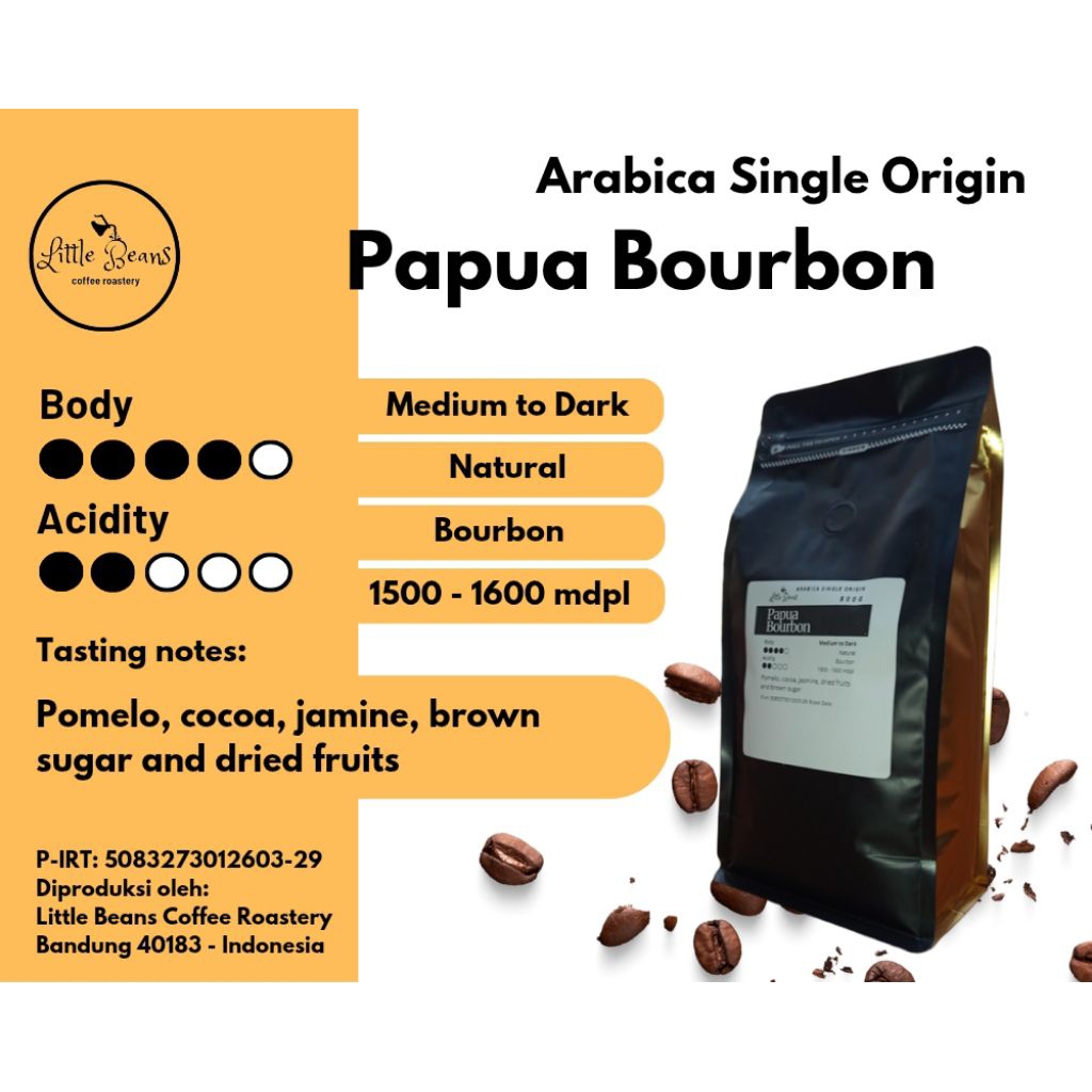 

Kopi Arabica/Arabika Papua Bourbon 800gr/400gr/200gr Biji/Bubuk