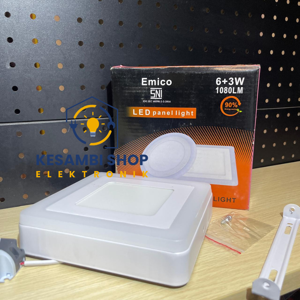 DOWNLIGHT LED 2 WARNA OUTBOW 6+3 KOTAK LED PANEL 2 WARNA PUTIH & BIRU