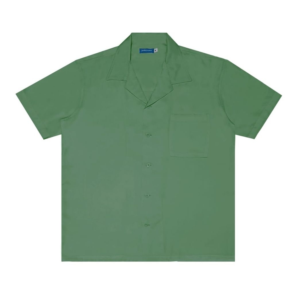 Junkostudios Kemeja Bowling Shirt Open Collar Sage