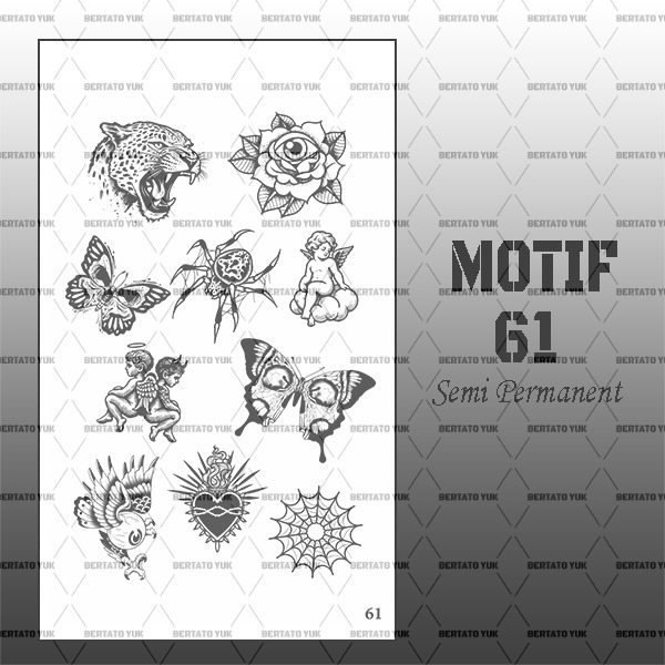 BERTATO-Stiker tato temporer semi permanen Seri NEW 61 / Tato temporer anti air semi permanen / Bert