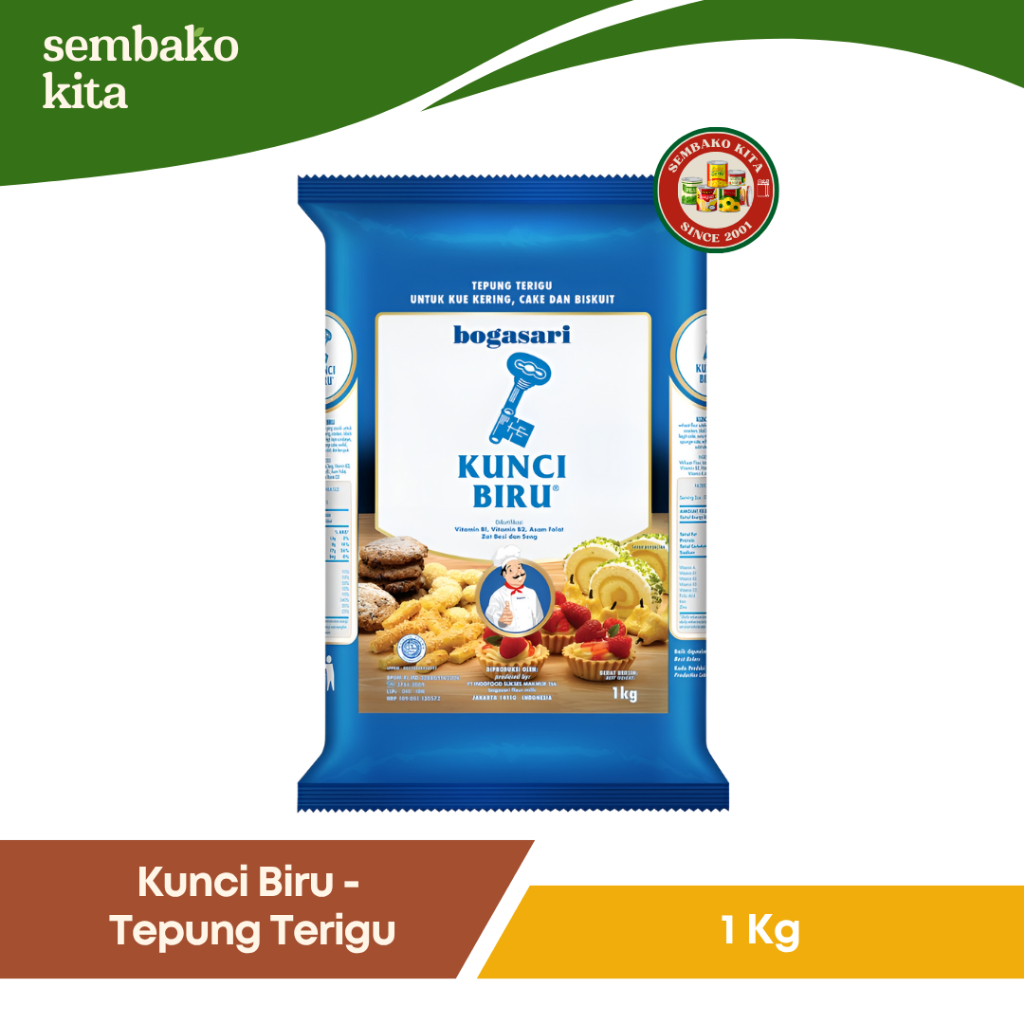 

Bogasari Kunci Biru - Tepung Terigu Serbaguna Premium 1kg