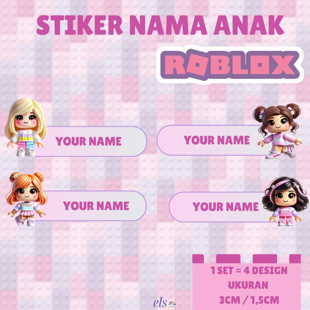 

Stiker Label Nama Anak Custom Roblox for Girl Sticker Premium Quality Print Sticker Pack Waterproof Oilproof Anti Luntur Promo Termurah Bandung Ready