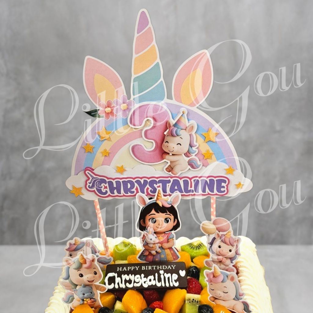 Custom cake topper Unicorn / hiasan kue ulang tahun Little Pony by Little Gou