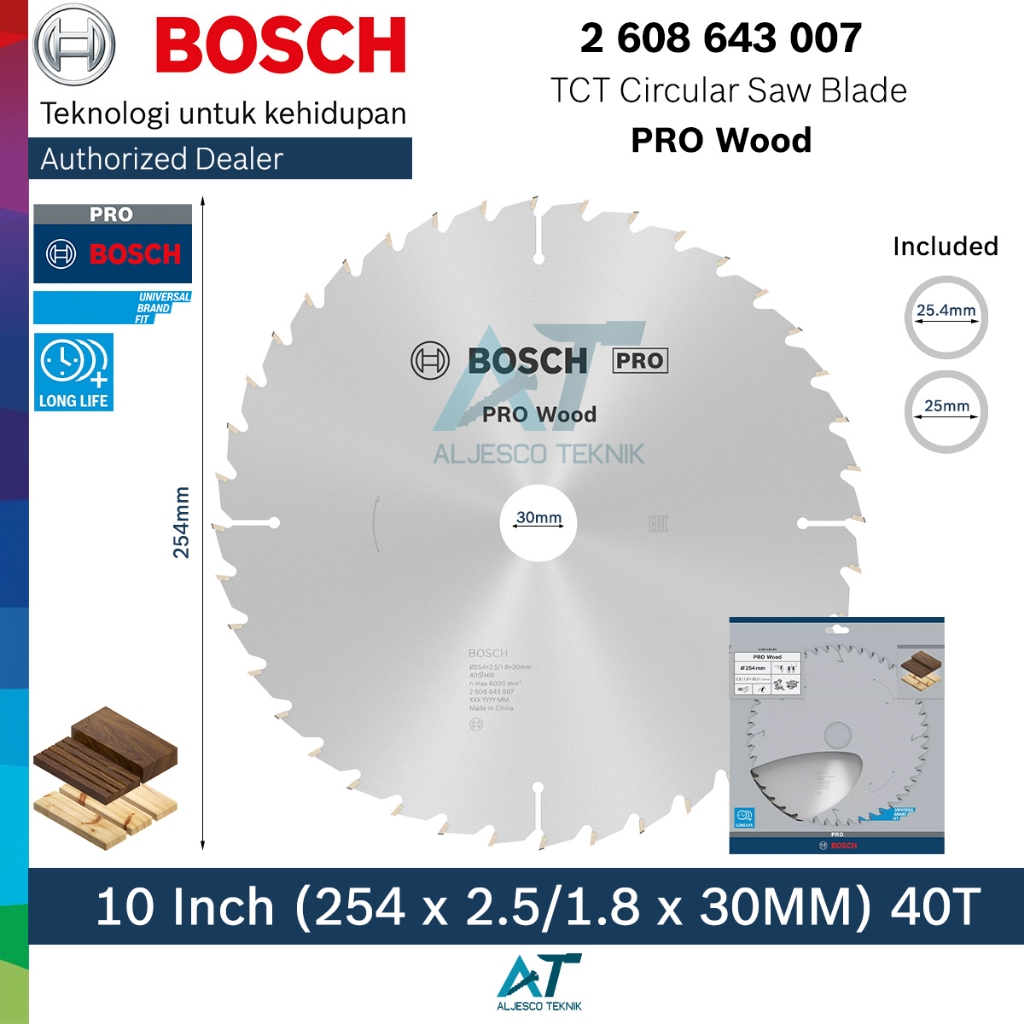 BOSCH MATA GERGAJI KAYU 10 INCH 40T CIRCULAR SAW BLADE