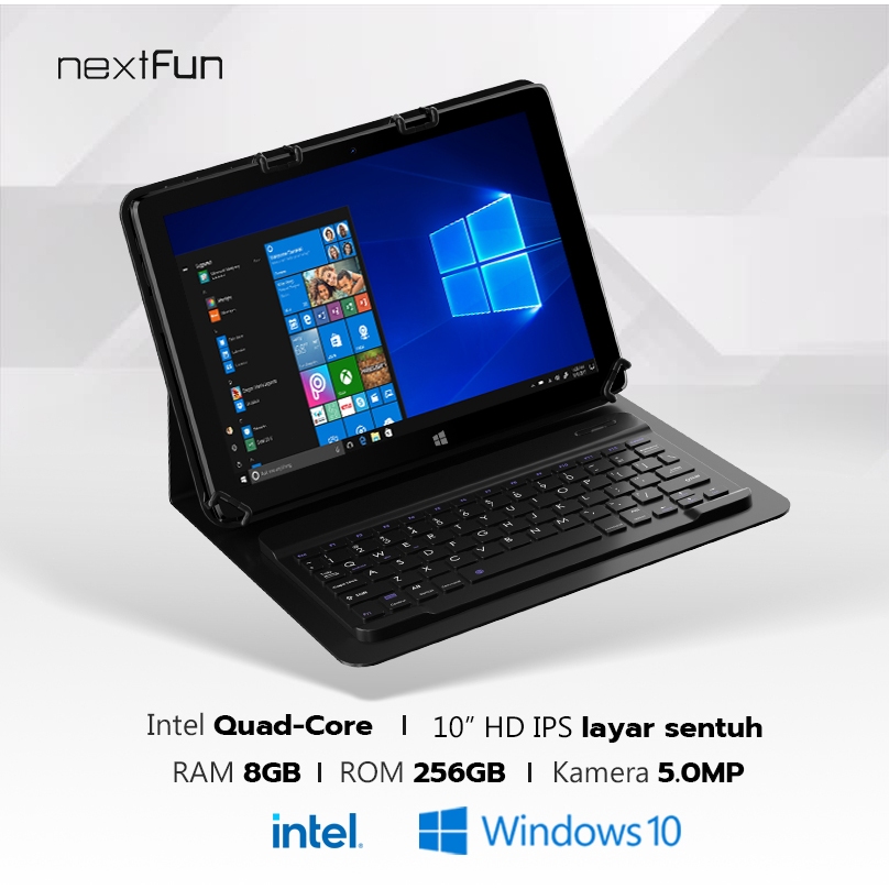 Laptop 10.1" NEXTFUN Tablet Windows 2 in 1 Touchscreen RAM 8GB ROM 256GB Win 10 Mahasiswa Murah Tab