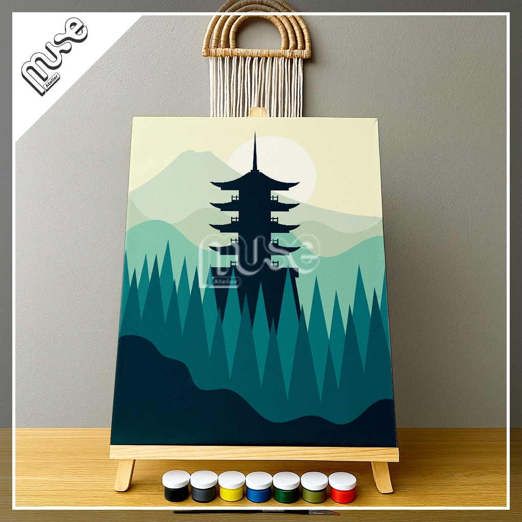 

Lukisan paint by number diy, potrait castle