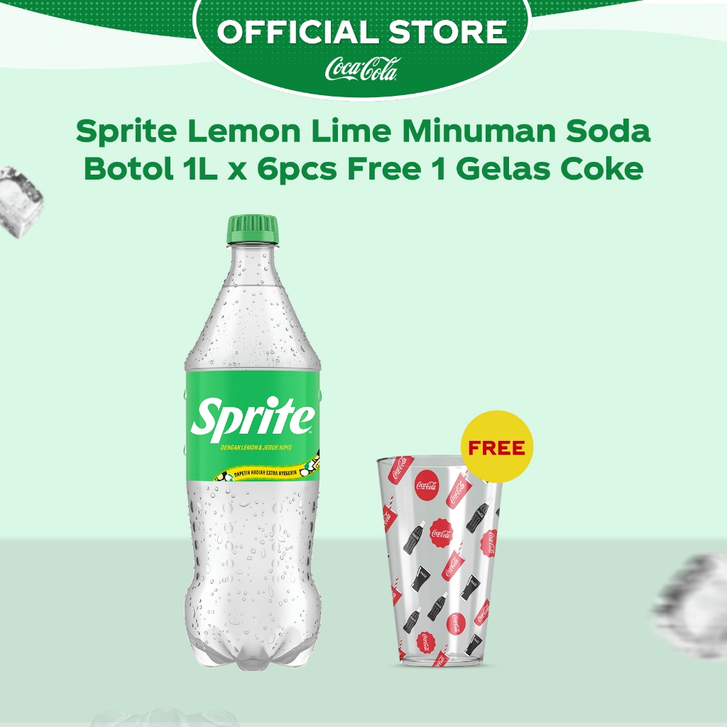 

Sprite PET 1L x 6pcs Free 1pcs Gelas Coke
